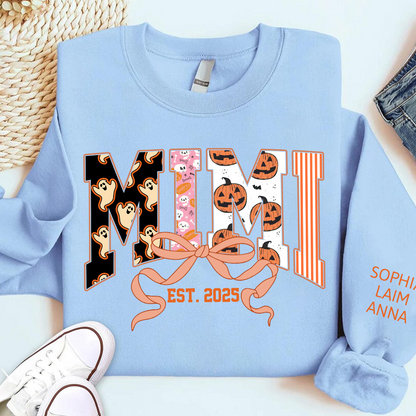 Personalized Halloween Grandma Sweatshirt, Custom Mimi And Kids Names