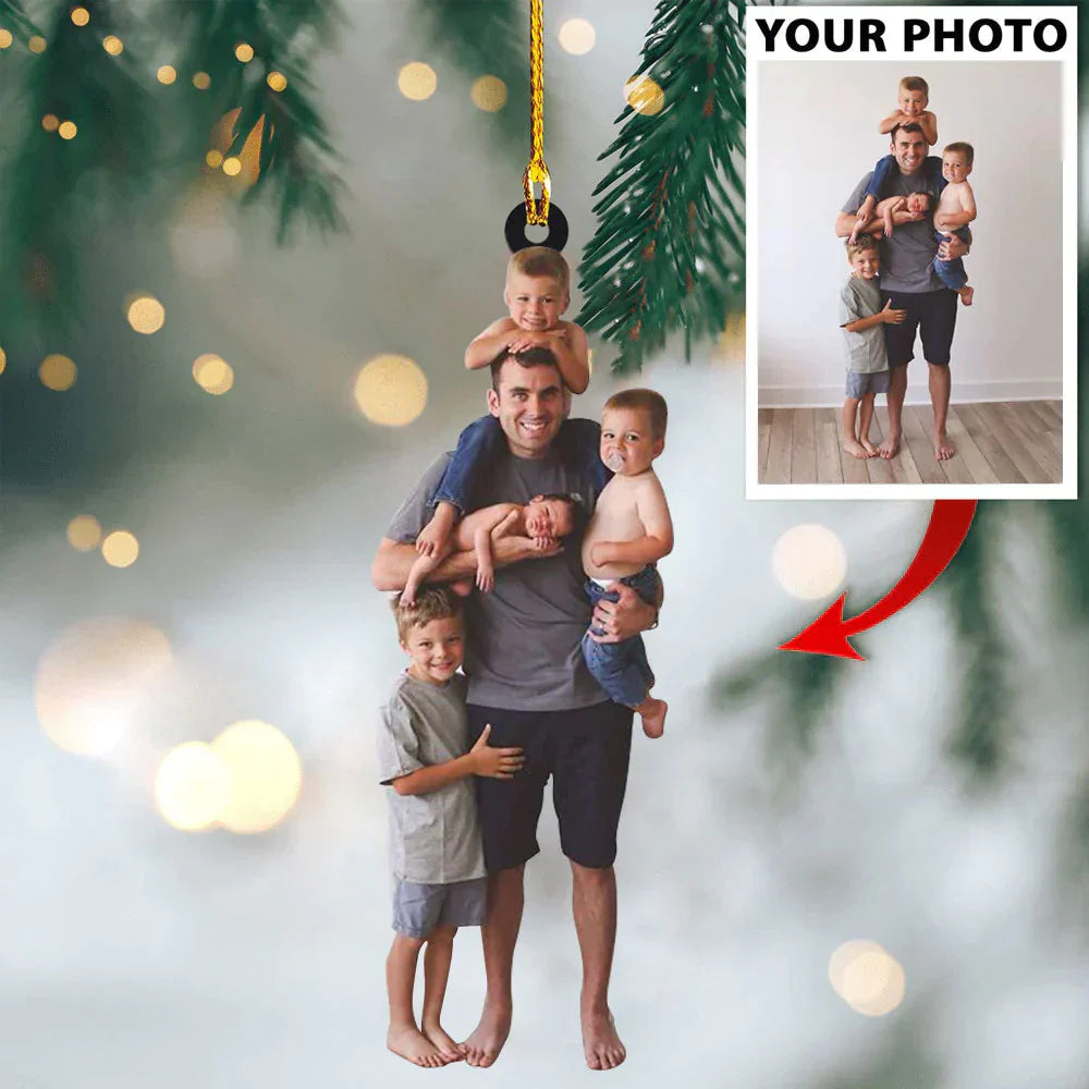 Customized Your Photo Family Ornament, Personalized Photo Mica Christmas Ornament