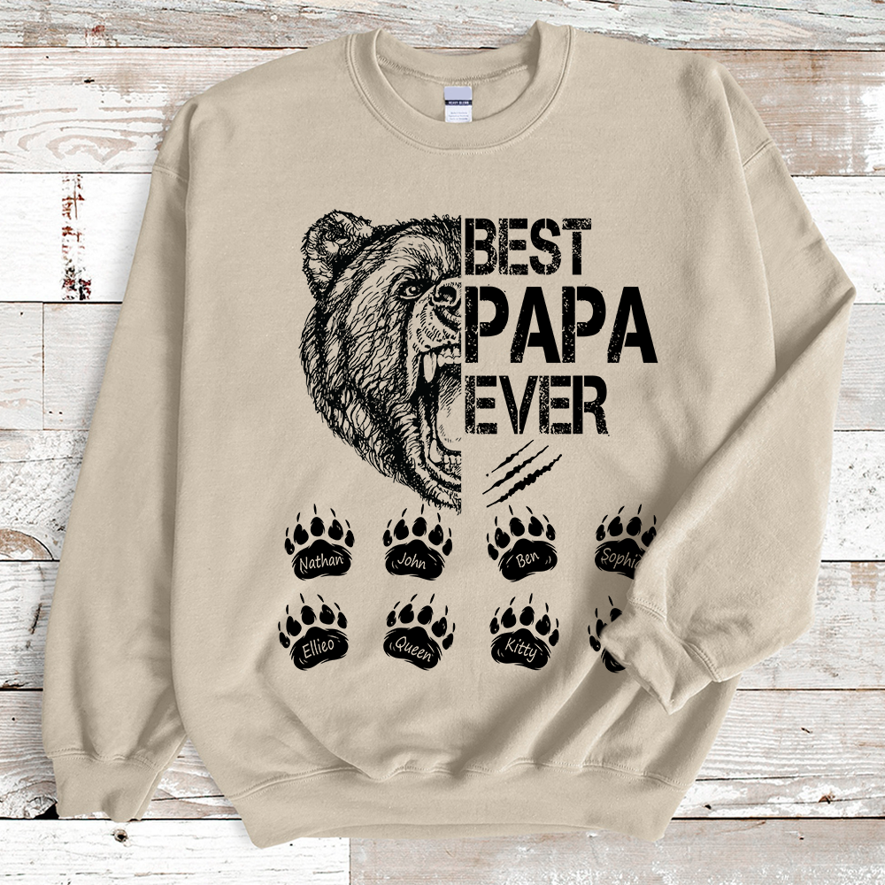 Best Papa Ever, Bear Art Personalized Sweatshirt