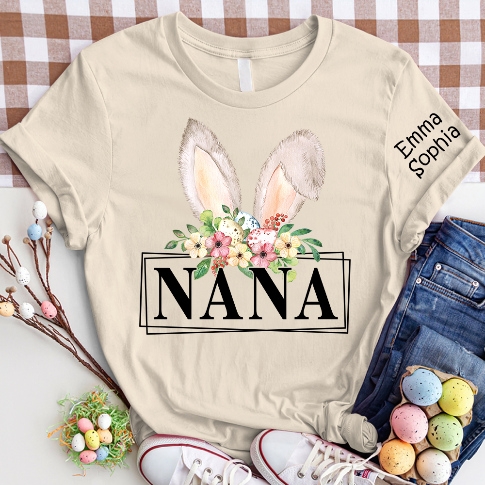 Gigi Bunny Flower Shirt, Custom Gigi And Kids, Easter Days Gift TH T-Shirt