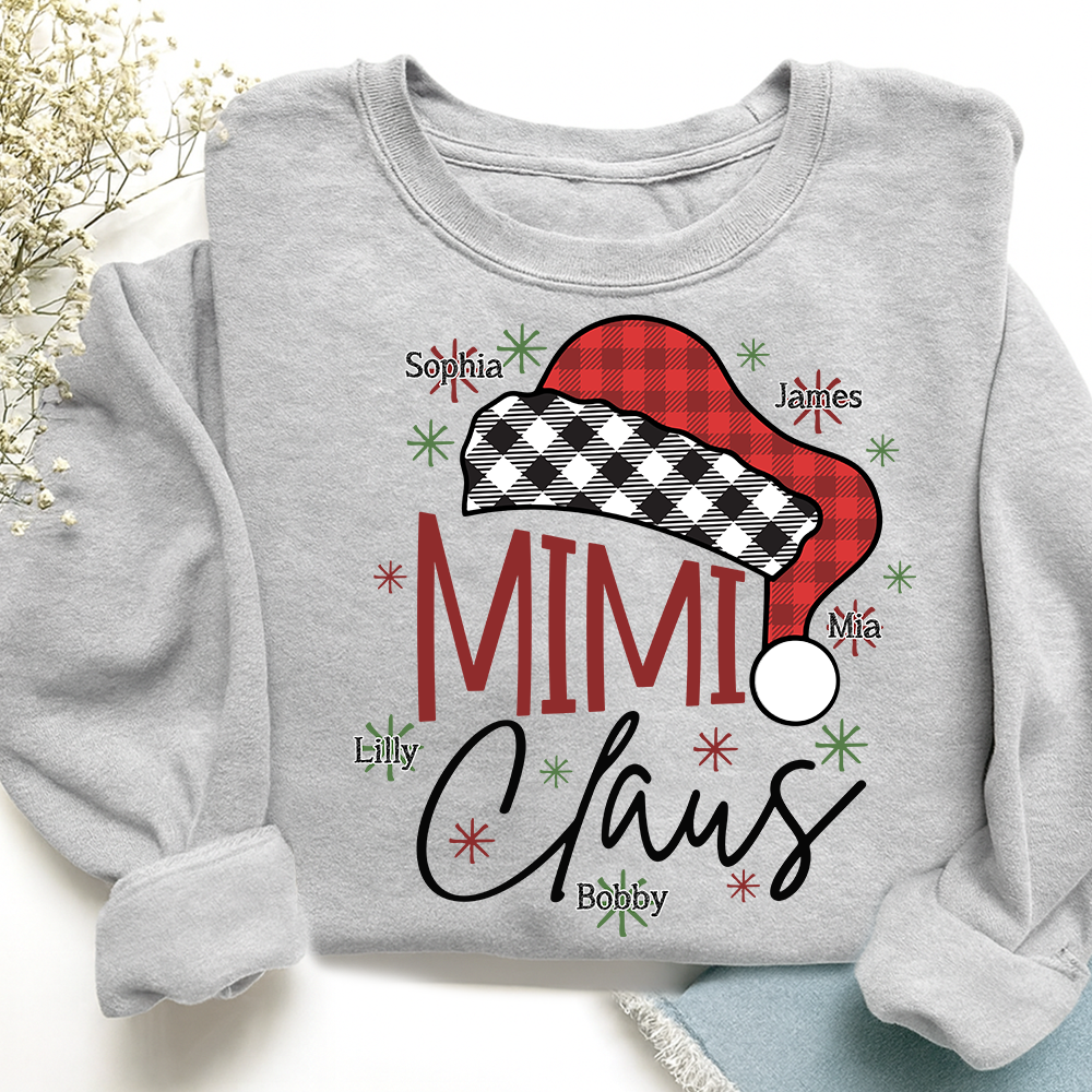 Personalized Mimi Claus Christmas Sweatshirt, Custom Grandma Shirt with Kids Names