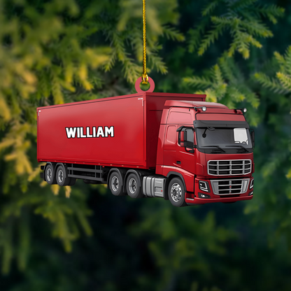 Personalized Semi Truck Ornament – Custom Name Big Rig Christmas Decoration for Truck Drivers Ornament