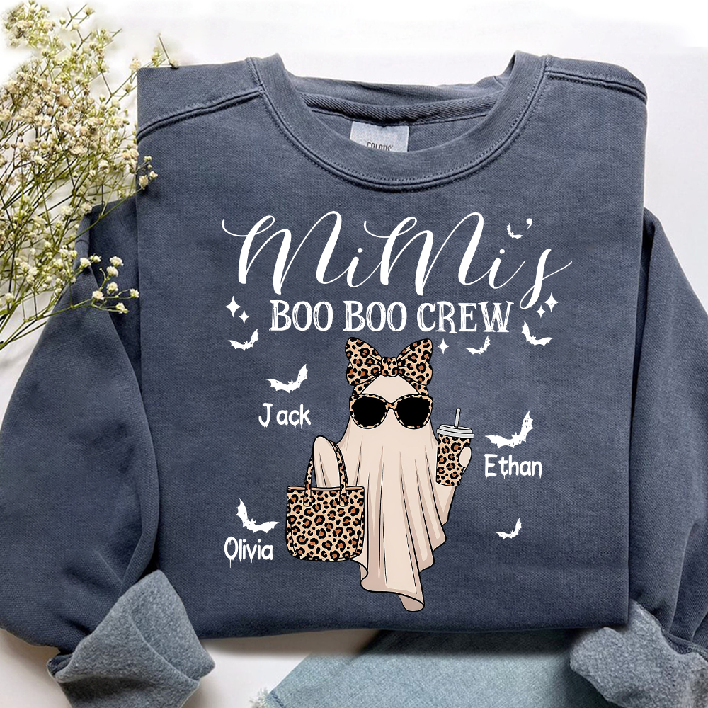 Mimi's Boo Crew Halloween Sweatshirt, Personalized Ghost Family Shirt for Grandma And Kids