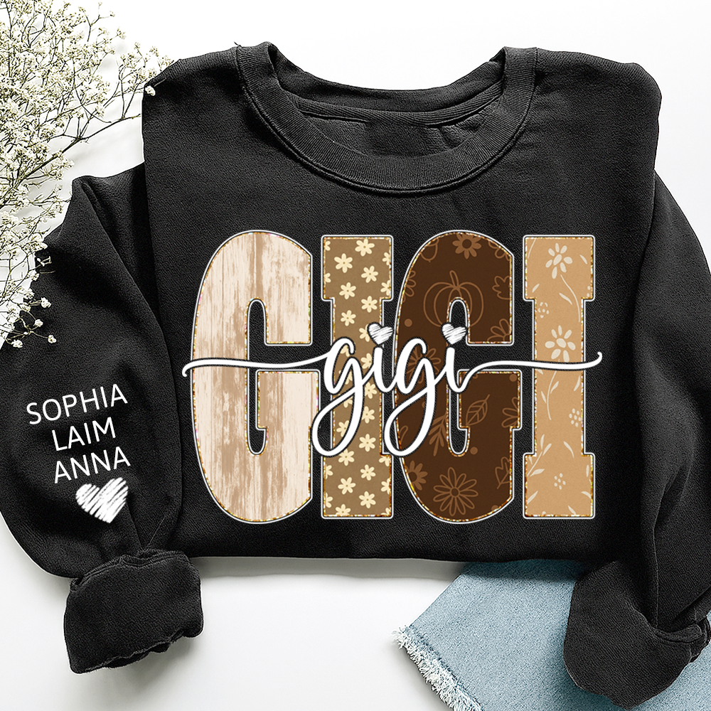 Autumn Floral Bible Sweatshirt with Flowers, Custom Nicknames for Grandma and Kids