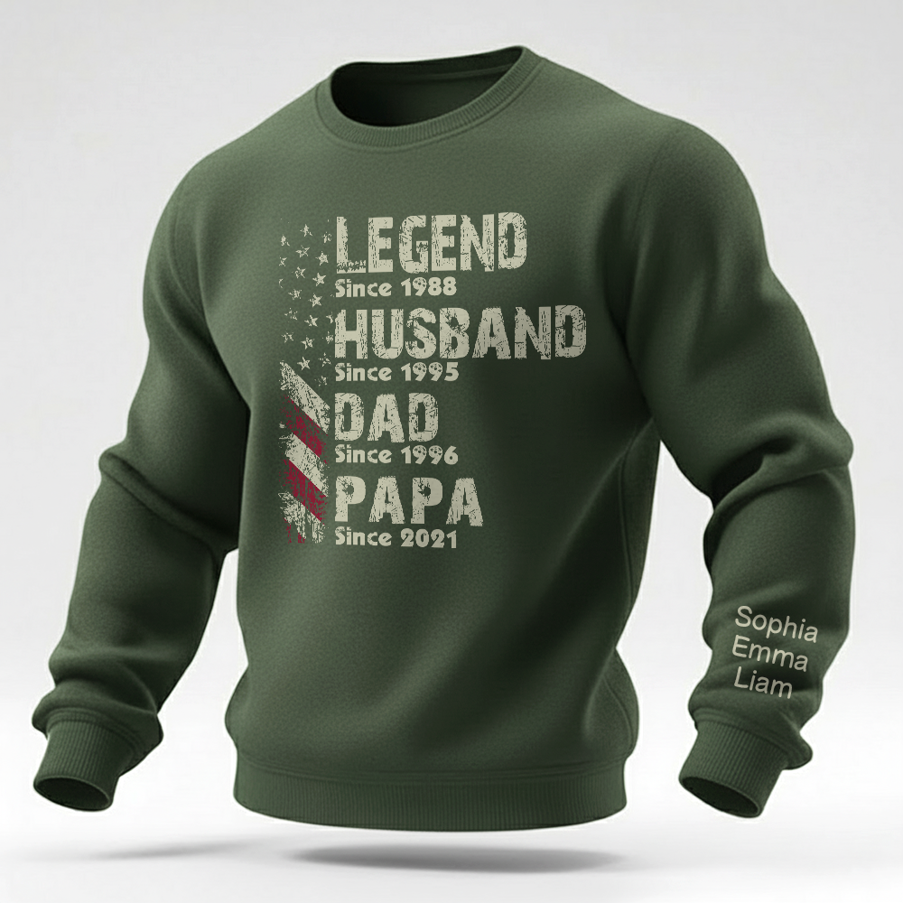 Personalized Papa Sweatshirt Legend Husband Dad Papa Since with Custom Years and Names
