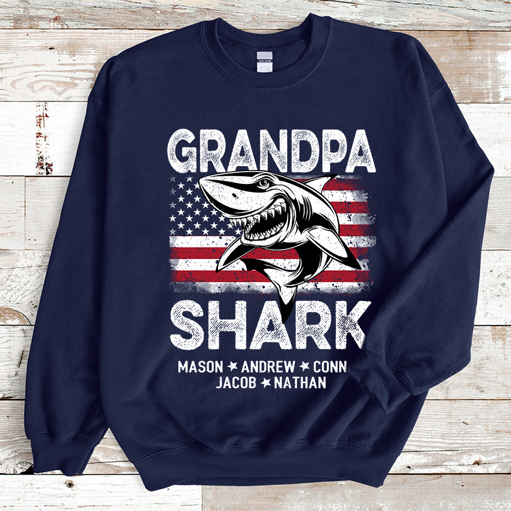 Grandpa Shark With Grandkids Sweatshirt