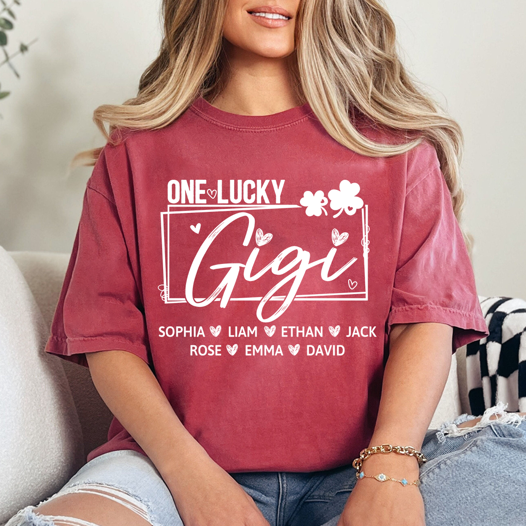 One Lucky Gigi St Patrick’s Day Shirt, Personalized Shamrock Family T Shirt
