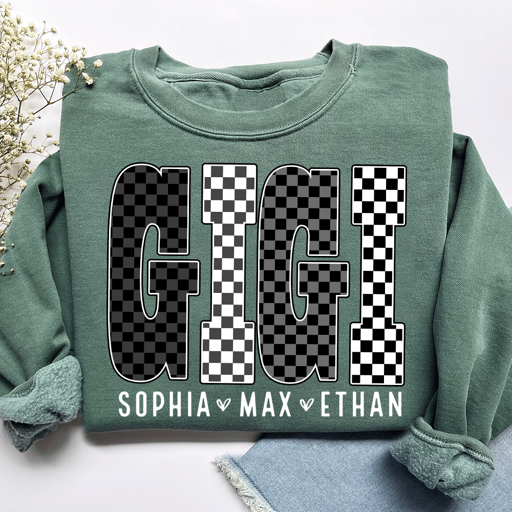 Black White Design, Custom Gift For Gigi And Her Grandchildren
