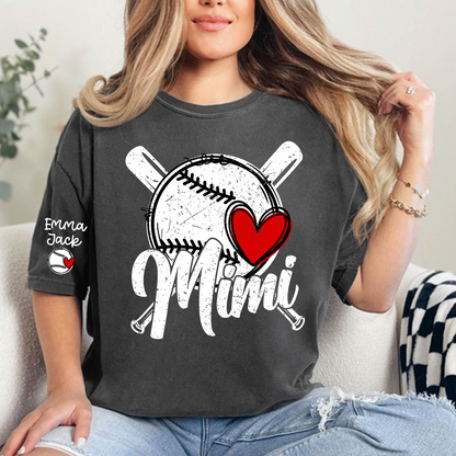Mimi Baseball Shirt with Heart Design, Personalized T Shirt for Baseball Fans