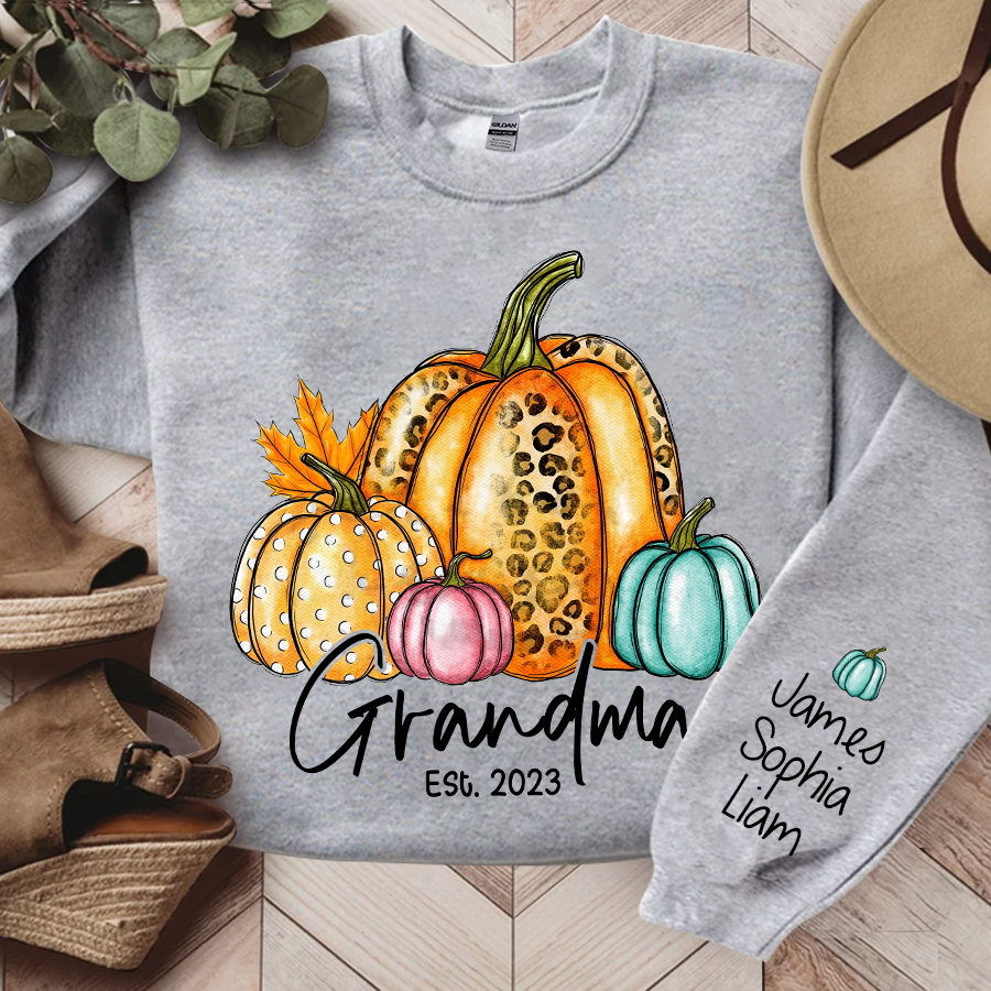 Fall Autumn Sweatshirt, Grandma Est With Grandkids Autumn, Grandma Gift TH