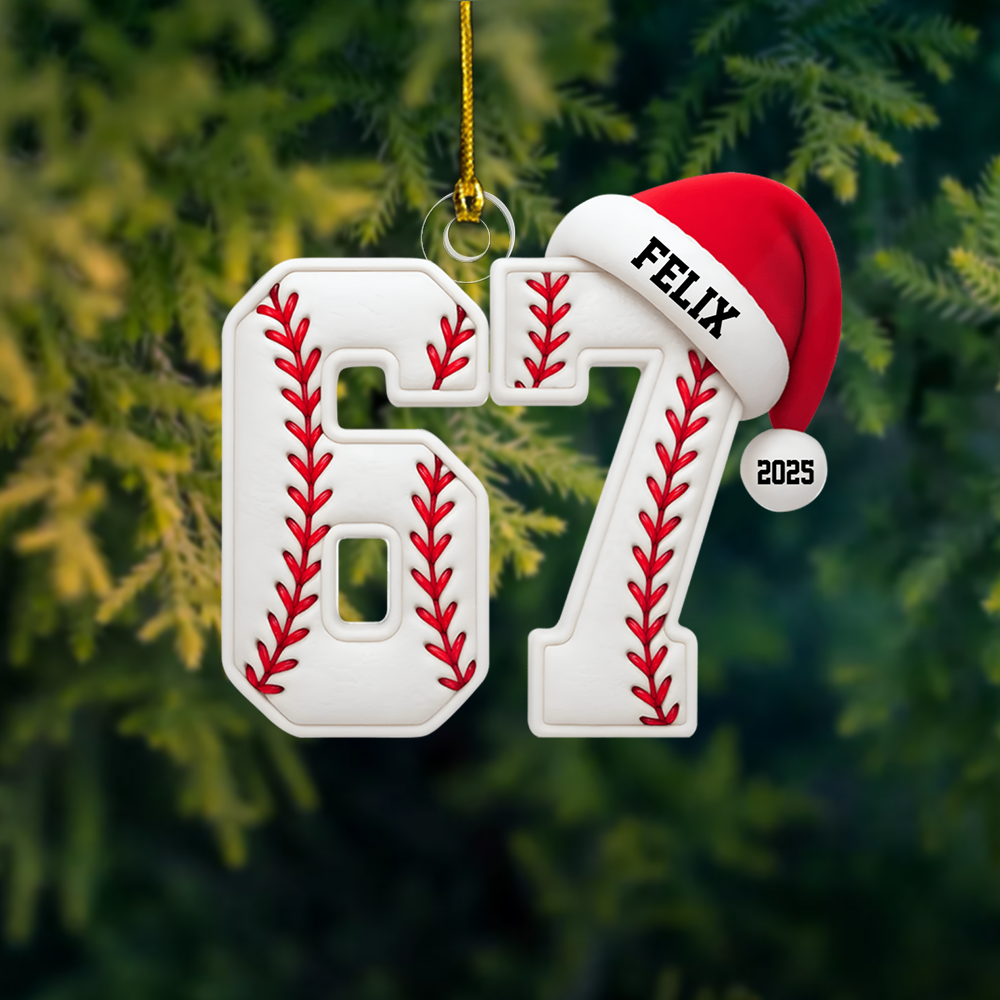 Custom Sports Ornament 2025 – Personalized Jersey Number Ornament with Name and Year, Gift for Athletes and Fans Ornament