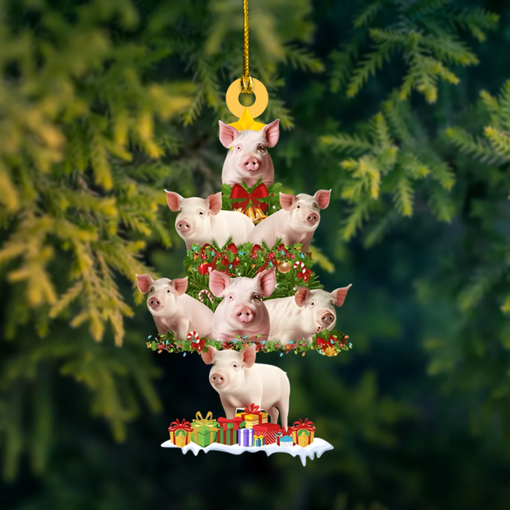 Personalized Cute Pig Christmas Tree Ornament 2025 – Farm Animal Holiday Decoration with Adorable Piglets Ornament