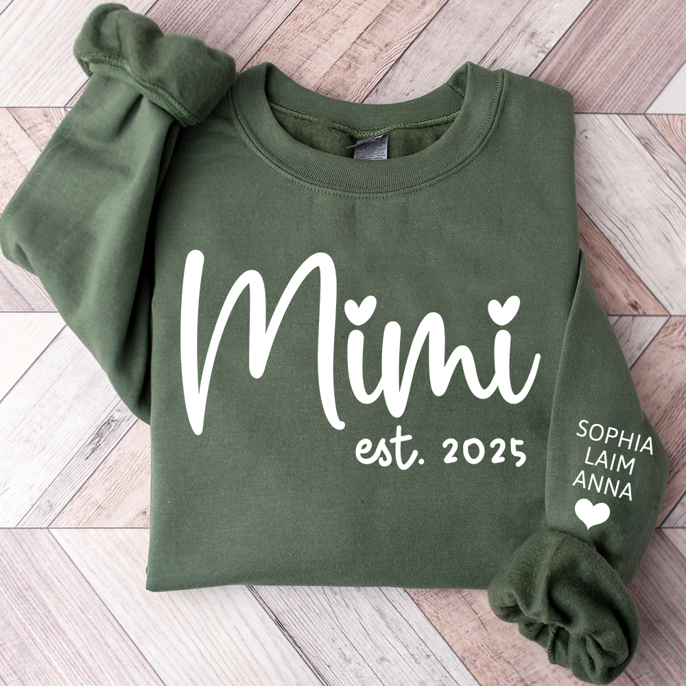 Personalized Mimi Sweatshirt, Custom Est. 2025 Grandma Gift with Kids’ Names