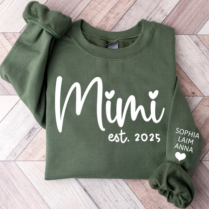 Personalized Mimi Sweatshirt, Custom Est. 2025 Grandma Gift with Kids’ Names
