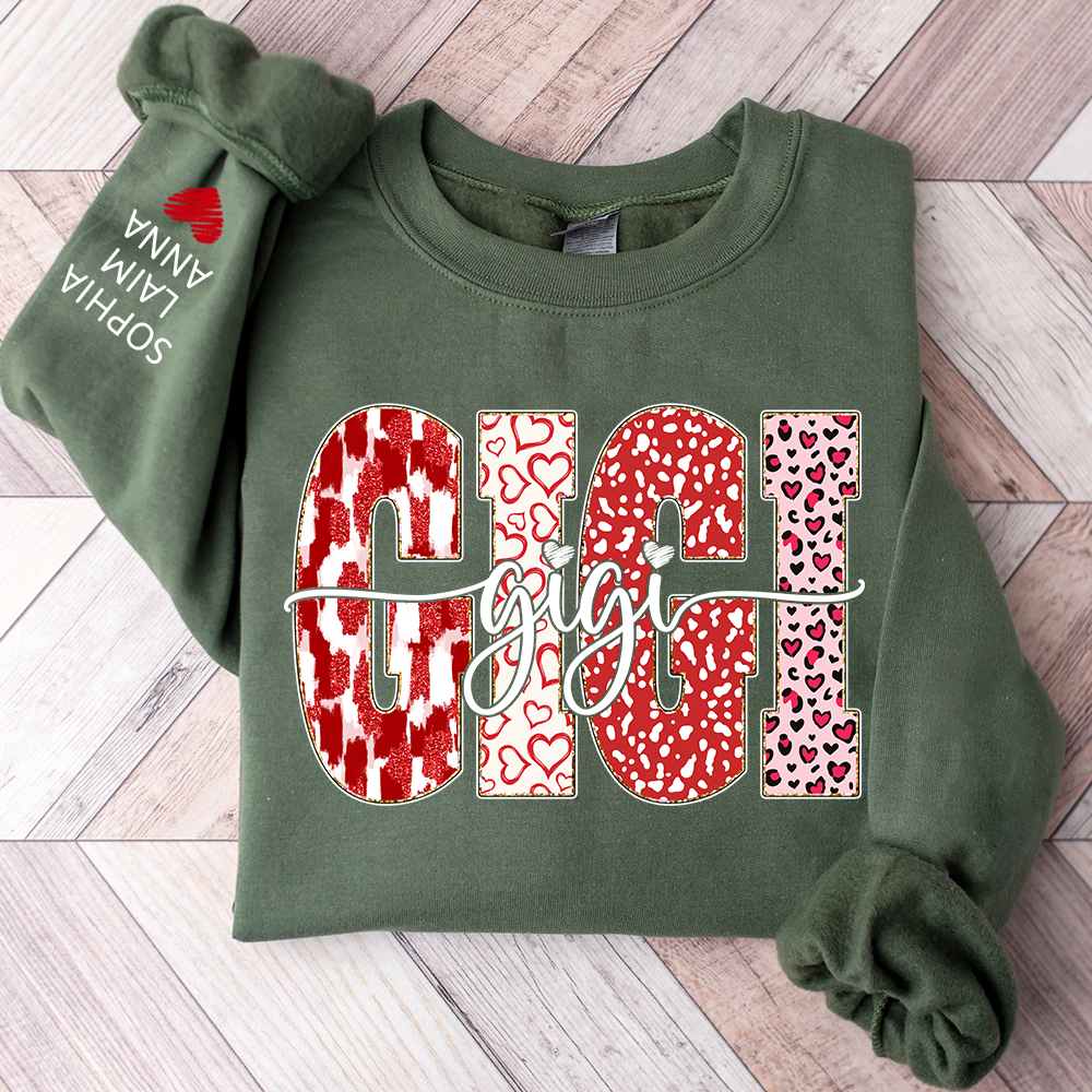 Personalized Valentine Gigi Heart Sweatshirt, Gifts for Grandma And Kids