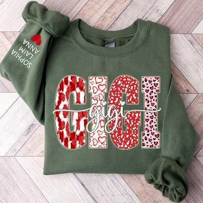 Personalized Valentine Gigi Heart Sweatshirt, Gifts for Grandma And Kids