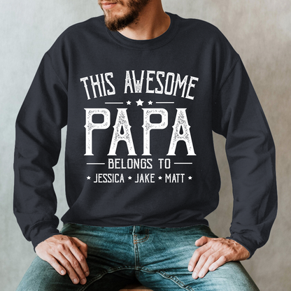 This Awesome Grandpa Belongs To Kids Longsleeve, Custom Papa With Kids Names Longsleeve, Gift For Longsleeve Father Men's