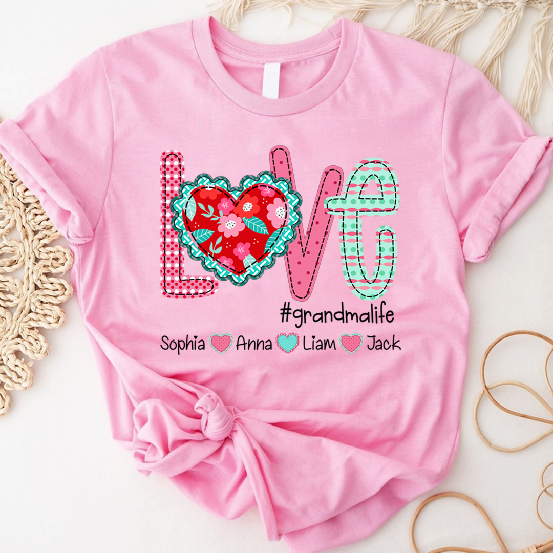 Love Grandma Life Shirt, Personalized Grandma T-Shirt with Custom Kids Names