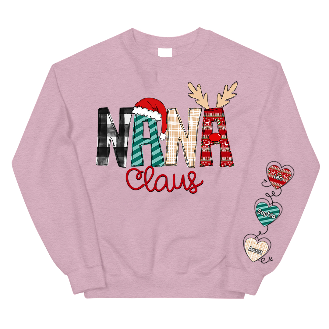 Personalized Nana Claus With Grandkids Sweatshirt