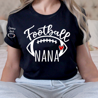 Football Grandma T-Shirt, Personalized Grandma T-Shirt for Football Lovers with Custom Name