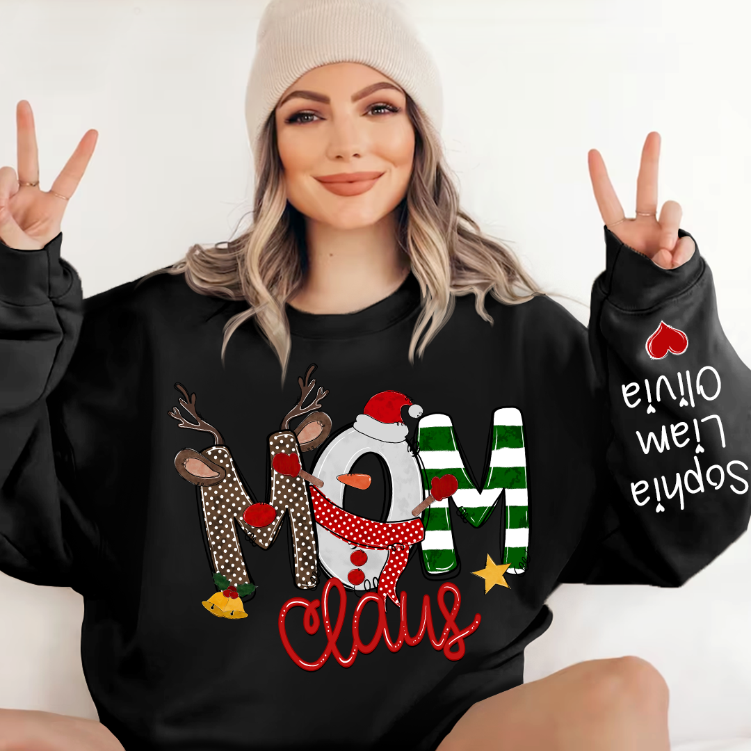 Mom Claus And Kids Christmas Shirt, Mother's Day Gift Mother Sweater LTP01