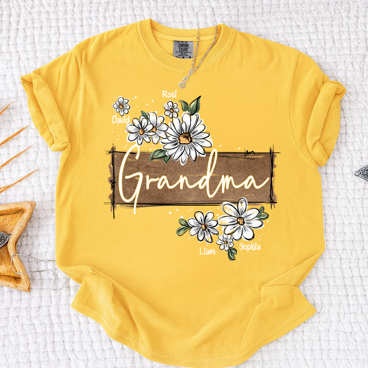 Comfort Colors® Personalized Mimi Floral Shirt, Custom Grandma T-Shirt with Daisy Design For Gitf Family