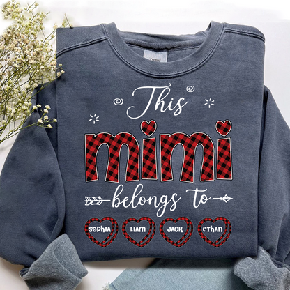 Design Caro Print Mimi Sweatshirt, This Mimi Belongs To Grandma And Kids