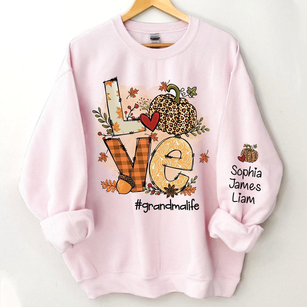 Personalized Grandma Life Fall Autumn, Love Pumpkin Autumn Sweatshirt, Grandma Gift TH