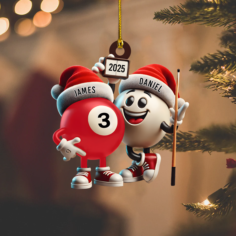 Personalized Pool Ball Ornament 2025 – Custom Billiards Christmas Decoration for Pool Players Ornament