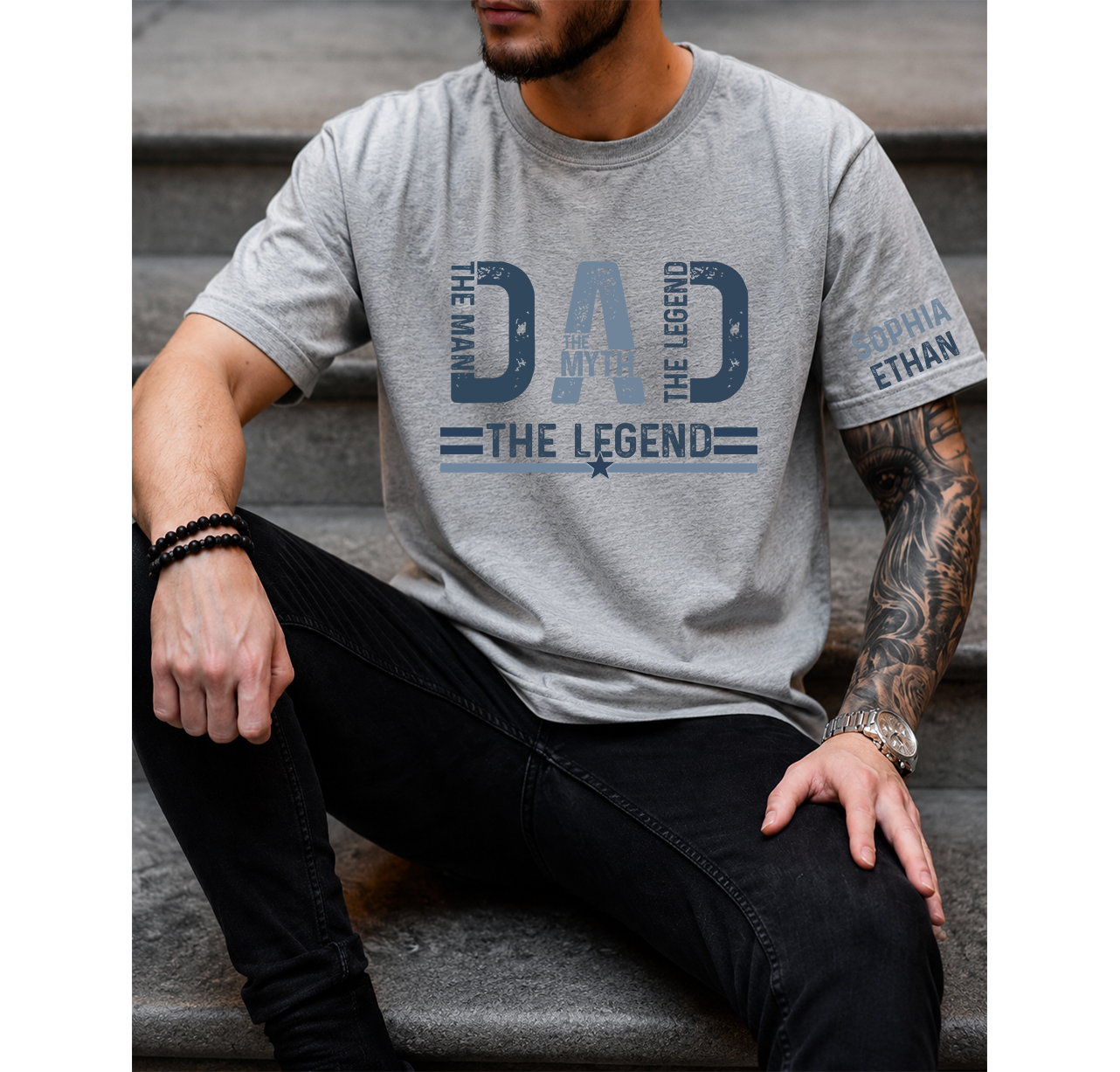 The Man The Myth The Legend Dad T-Shirt – Personalized Custom Name Gift for Daddy Papa Dad