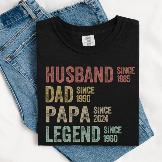 Comfort Colors® Personalized Dad Grandpa Shirt, Father's Day Shirt, Husband Father Grandpa Legend