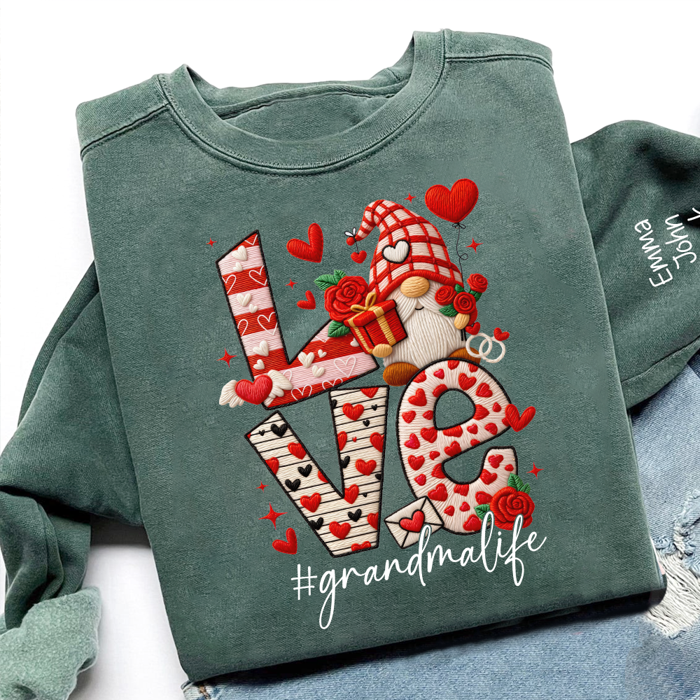 Love Grandma Sweatshirt, Grandmalife Heart Design For Gift Grandma And Kids