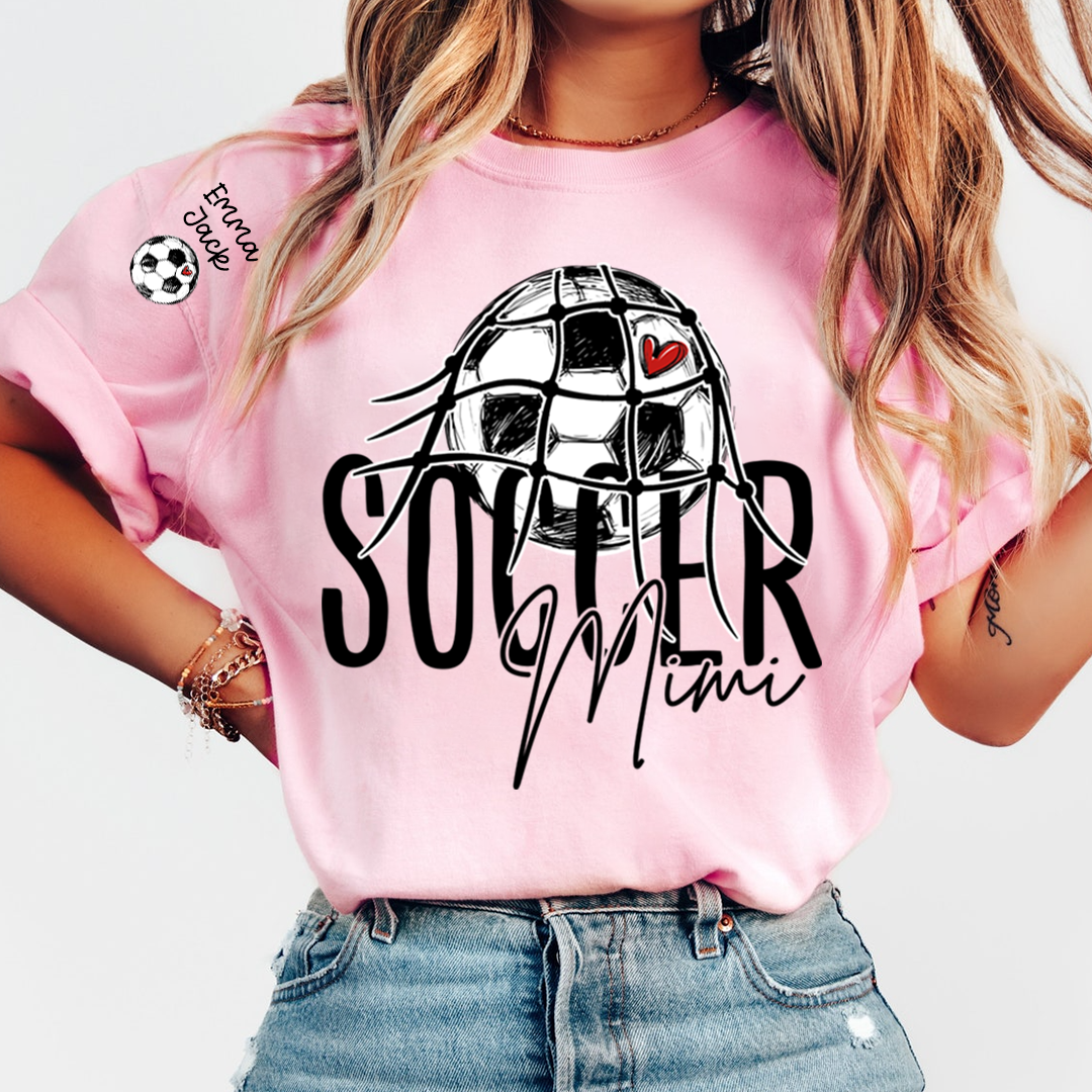 Personalized Soccer Mimi Shirt, Soccer Ball Family Names Tee