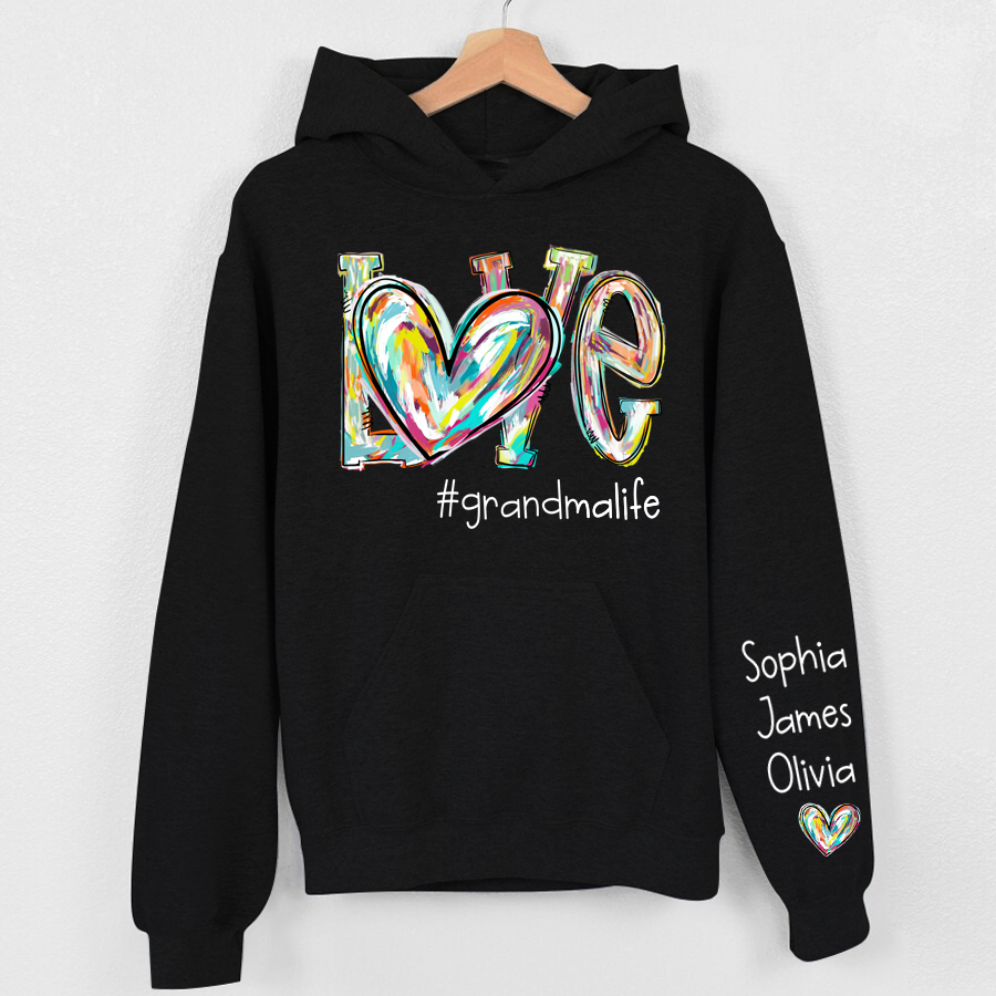 Love Grandma Life Color Clipart Custom Hoodie
