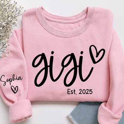 Gigi Sweatshirt with Custom Names, Heartwarming Gift For Grandma And Kids