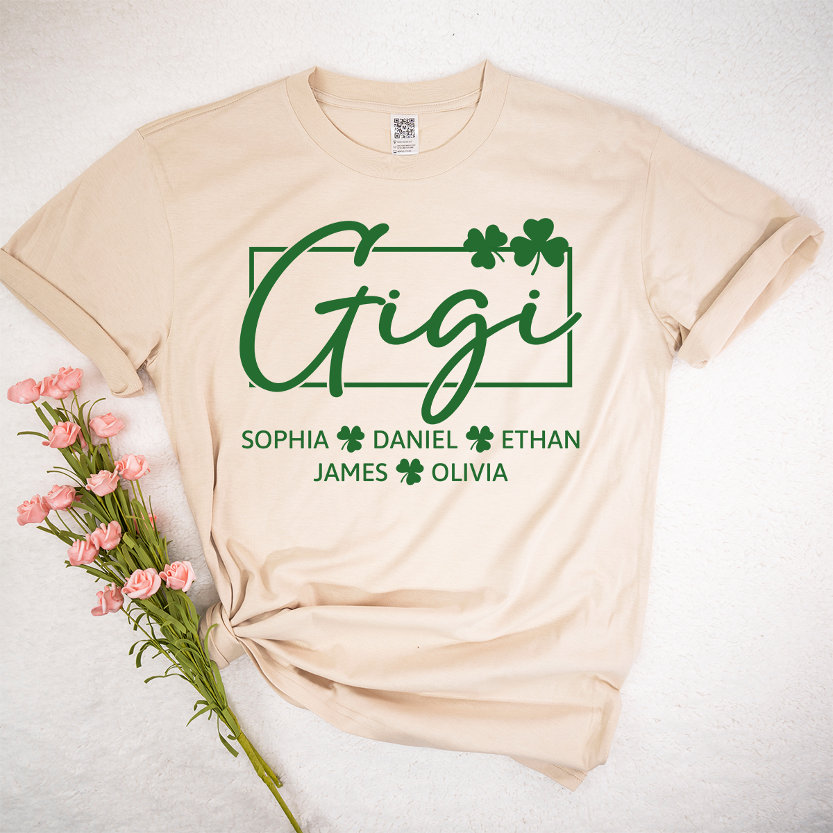 Personalized Gigi Shirt St Patricks Day Shamrock Design, Custom Grandma Shirt With Kids Names