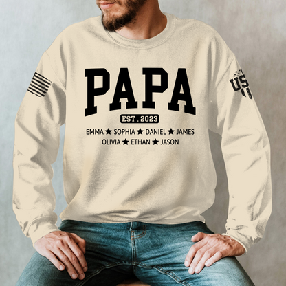 Custom Grandpa Est With Kids, Father's Day Gift Sweatshirt