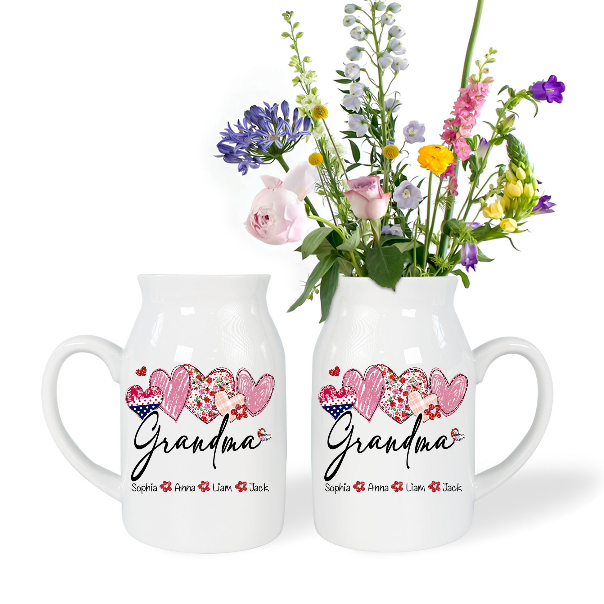 Gift Heart For Grandma And Kids - Custom Home Decoration Flower Vase According To Family Requirements - Warm Gift For Mother's Day, Ceramic Flower Vase