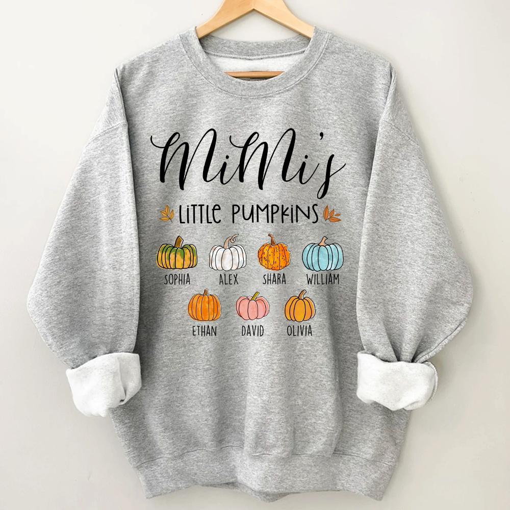 Personalized Mimi's Little Pumpkins Shirt, Custom Grandkids Names Fall Pumpkin Sweatshirt, Grandma Autumn Gift
