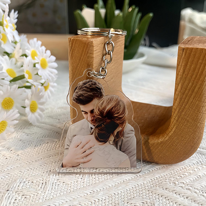 Personalized Couple Photo Acrylic Keychain, Custom Picture Keychain for Lovers, Romantic Anniversary Keepsake