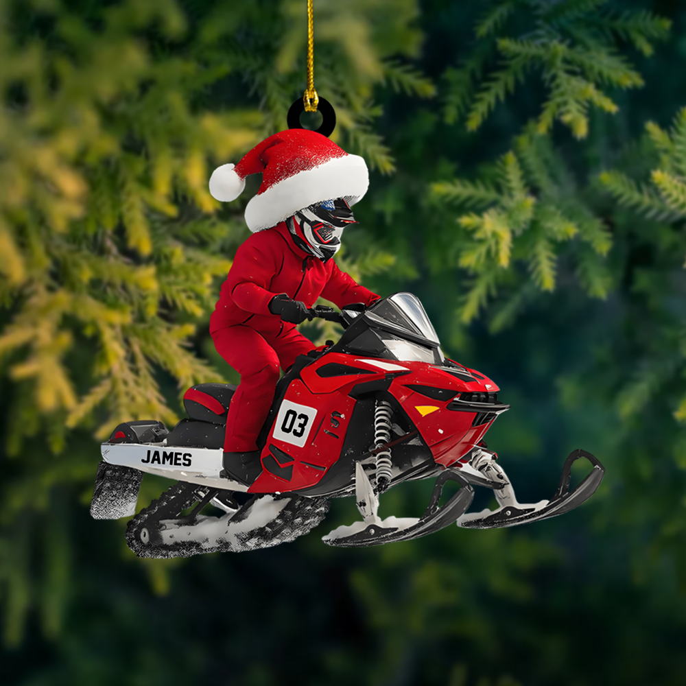 Personalized Snowmobile Ornament 2025 – Custom Name & Number Christmas Ornament, Unique Gift for Snowmobilers & Riders Ornament