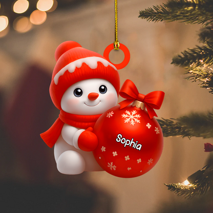 Personalized Snowman Christmas Ornament – Custom Name Cute Snowball Decoration for Kids and Family 2025 Ornament
