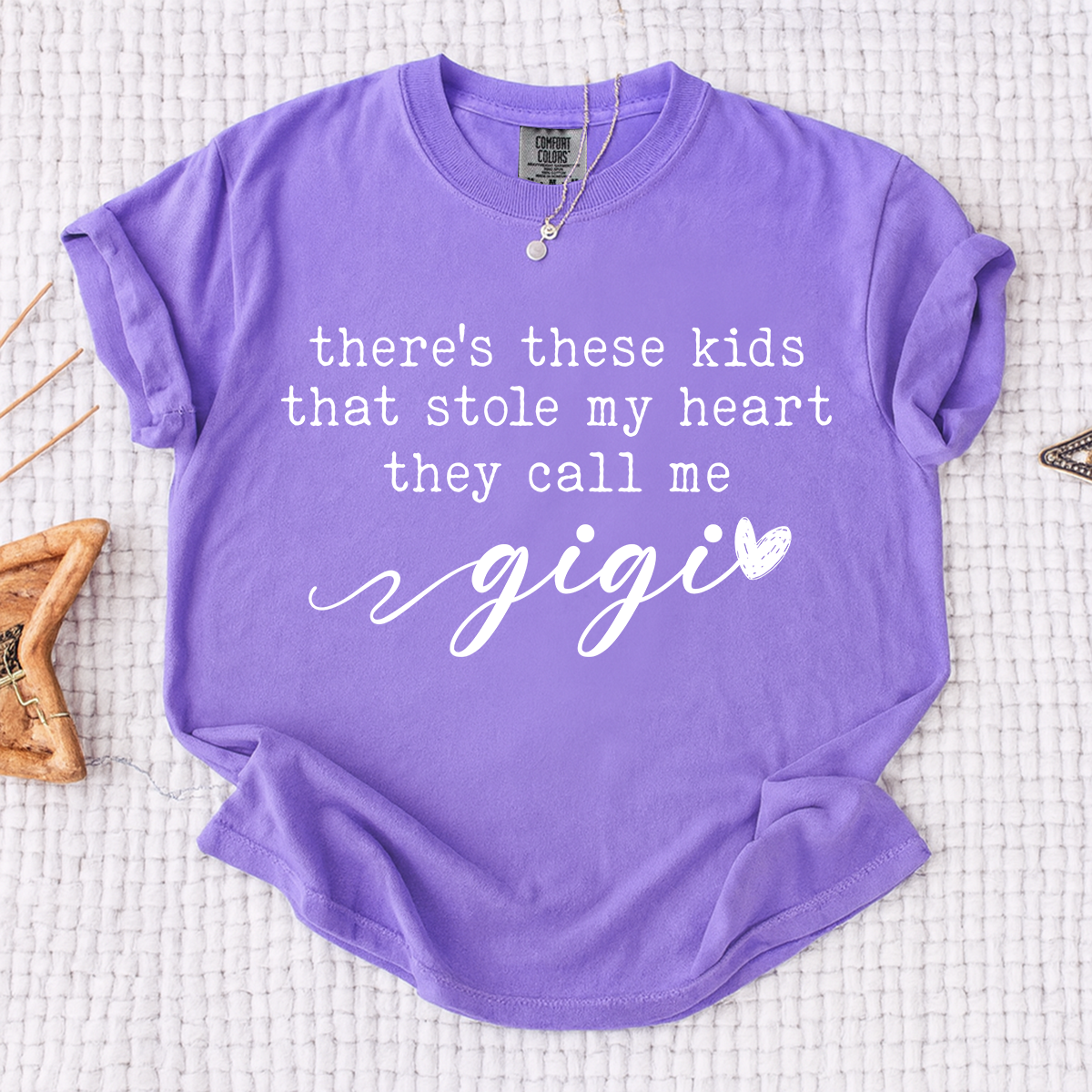 Comfort Colors® Gigi Tee Personalized Gift For Grandma, There's these kids That Stole My Heart They Call Me Grandma