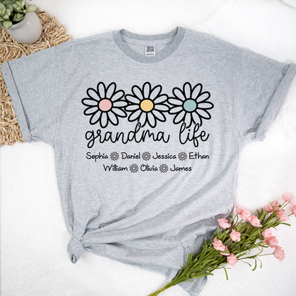 Personalized Grandma Life Shirt with Grandkids Names, Custom Daisy Grandma T-Shirt, Gift for Grandma