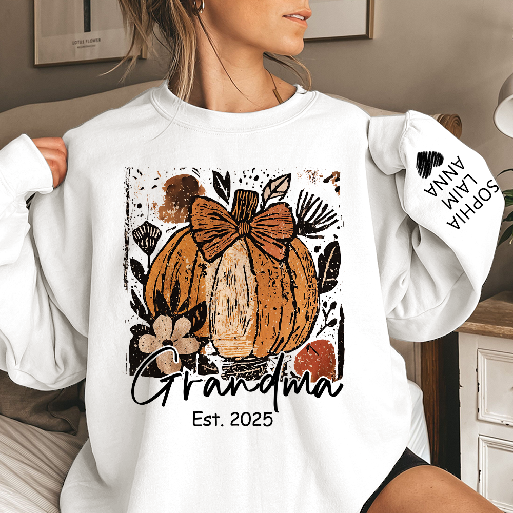 Personalized Preppy Pumpkin Season Sweatshirt, Custom Nickname for Grandma and Kids
