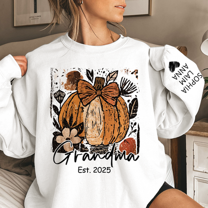 Personalized Preppy Pumpkin Season Sweatshirt, Custom Nickname for Grandma and Kids