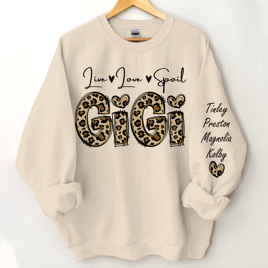 Personalized Live Love Spoil Gigi Sweatshirt, Custom Grandma And Kids Sweatshirt