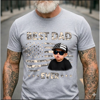 Best Dad Ever T-Shirt – Personalized Custom Baby Photo Gift for Father Papa Birthday Fathers Day