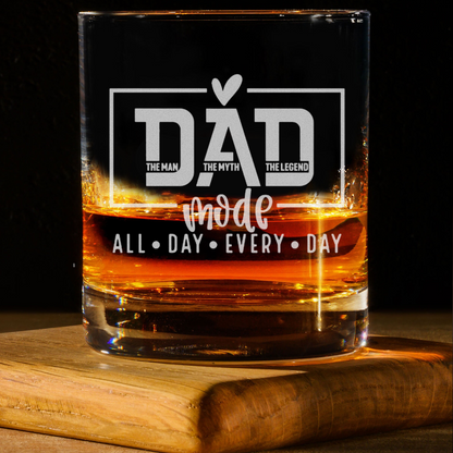 Dad Mode All Day Every Day - Daddy And Kids Whiskey Glass