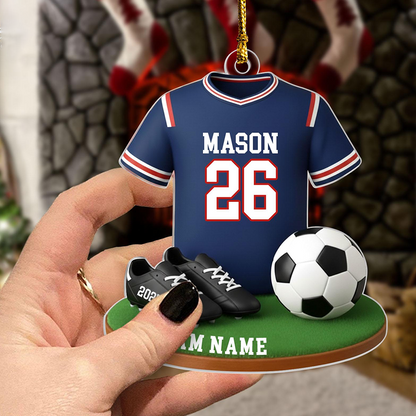 Personalized Soccer Jersey Ornament 2025 – Custom Name & Team Christmas Ornament, Gift for Soccer Players